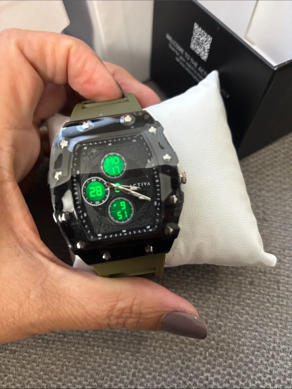 ACTIVA by Invicta Men's Olive Green Sport Watch with Black Dial and Rubber Strap